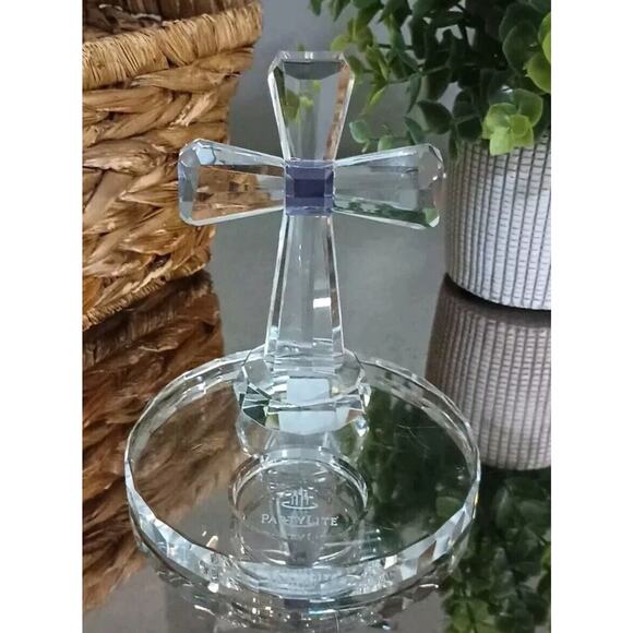 Partylite Crystal Faceted Optic Tealight Cross Amythest Purple 5” - Picture 2 of 5